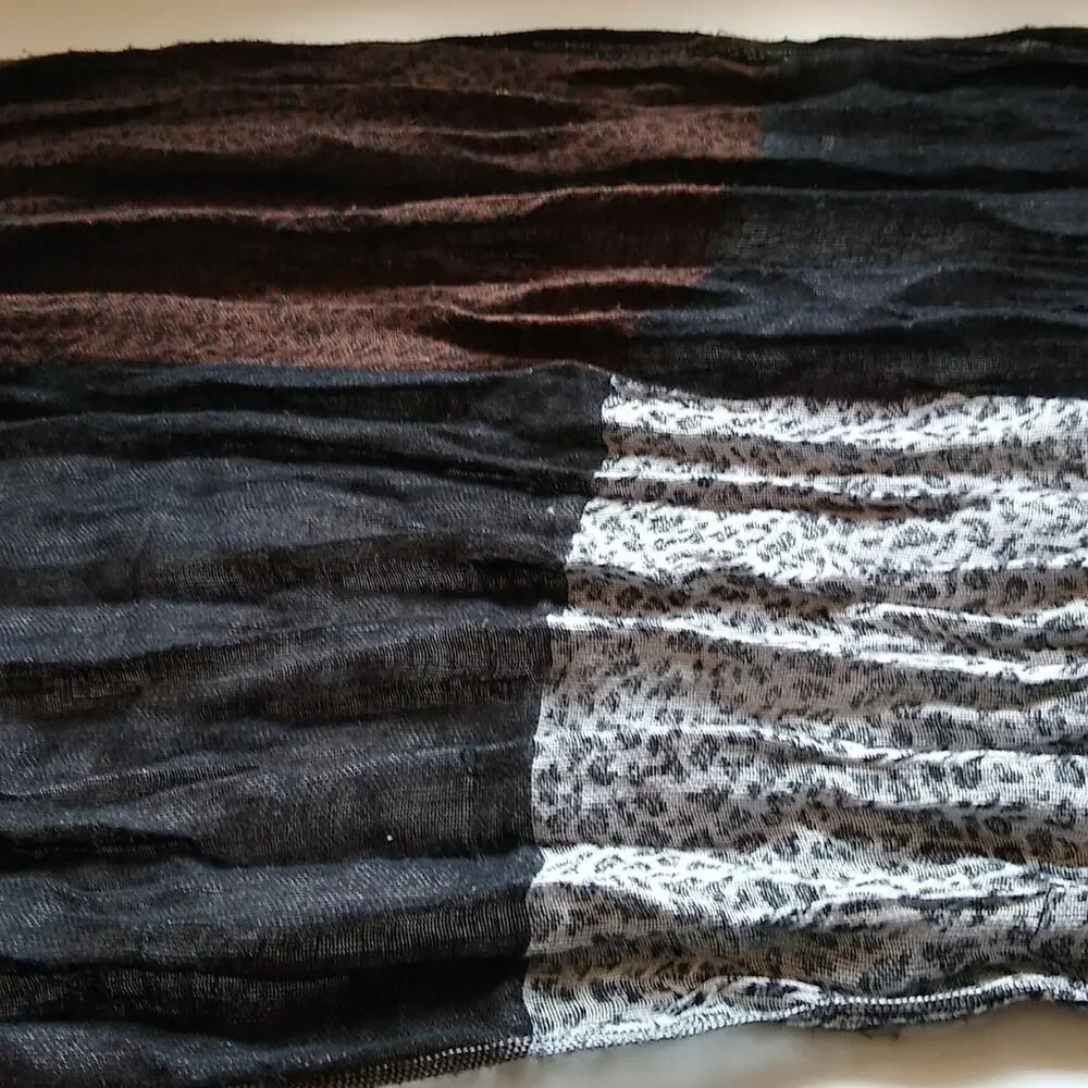 Women's Designer quilt like wrap 72X22 with fringe. Fun and Fabulous